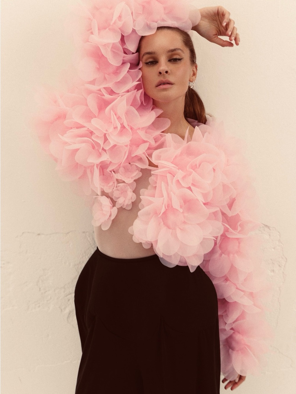 Peony soft Lyric Blush Pink Petal cape Bomber Jacket OS - Picture 5 of 8